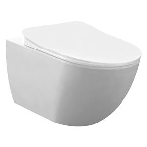 Creavit Hangend Toiletset - 35.3x51cm - RVS Bidetsproeier - spoelrandloos - met zitting - wit SW1152348/SW1152711