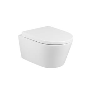 QeramiQ Urby Wandtoilet compact - 48.3x35x33cm - spoelrandloos - met zitting - glans wit sw1030602/sw439182
