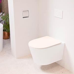 Mondiaz LAVIE wandclosetpack - 36x53cm - diepspoel - rimless - Talc (offwhite) - softclose - quick-release - toiletzitting - Rosee (roze) LAVIEsetTalRos