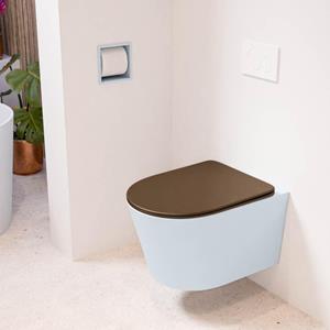 Mondiaz LAVIE wandclosetpack - 36x53cm - diepspoel - rimless - clay (blauw) - softclose - quick-release - toiletzitting - Rust (rood) LAVIEsetClaRus