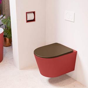 Mondiaz LAVIE wandclosetpack - 36x53cm - diepspoel - rimless - Fire (rood) - softclose - quick-release - toiletzitting - Rust (rood) LAVIEsetFirRus