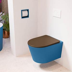 Mondiaz LAVIE wandclosetpack - 36x53cm - diepspoel - rimless - Jeans (blauw) - softclose - quick-release - toiletzitting - Rust (rood) LAVIEsetJeaRus