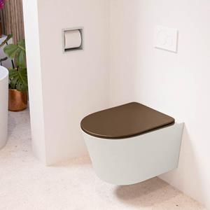 Mondiaz LAVIE wandclosetpack - 36x53cm - diepspoel - rimless - Linen (offwhite) - softclose - quick-release - toiletzitting - Rust (rood) LAVIEsetLinRus