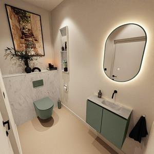 Mondiaz TURE-DLUX 60cm toiletmeubel Army. EDEN wastafel Opalo positie rechts. Zonder kraangat. TUREDX60ARMR0OPA