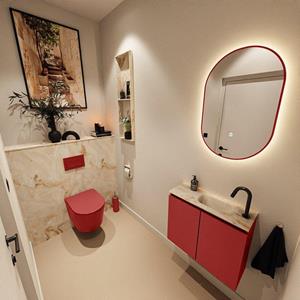 Mondiaz TURE-DLUX 60cm toiletmeubel Fire. EDEN wastafel Frappe positie rechts. Met 1 kraangat. TUREDX60FIRR1FRA