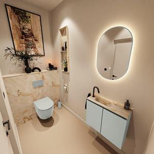 Mondiaz TURE-DLUX 60cm toiletmeubel Greey. EDEN wastafel Frappe positie links. Met 1 kraangat. TUREDX60GREL1FRA