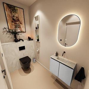 Mondiaz TURE-DLUX 60cm toiletmeubel Plata. EDEN wastafel Ostra positie midden. Zonder kraangat. TUREDX60PLAM0OST