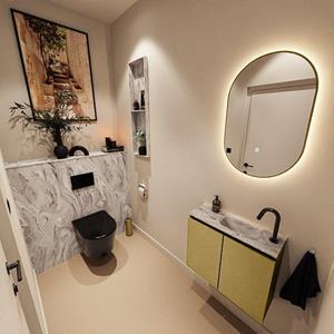 Mondiaz TURE-DLUX 60cm toiletmeubel Oro. EDEN wastafel Glace positie rechts. Met 1 kraangat. TUREDX60OROR1GLA