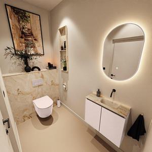Mondiaz TURE-DLUX 60cm toiletmeubel Rosee. EDEN wastafel Frappe positie rechts. Zonder kraangat. TUREDX60ROSR0FRA