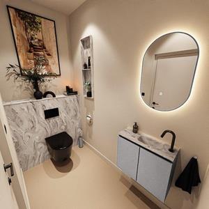 Mondiaz TURE-DLUX 60cm toiletmeubel Plata. EDEN wastafel Glace positie rechts. Met 1 kraangat. TUREDX60PLAR1GLA