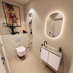 Mondiaz TURE-DLUX 60cm toiletmeubel Rosee. EDEN wastafel Ostra positie links. Met 1 kraangat. TUREDX60ROSL1OST