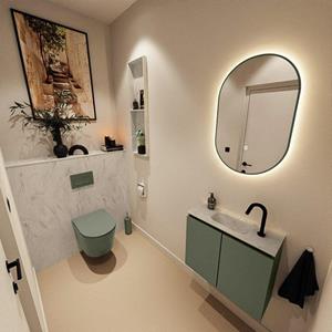 Mondiaz TURE-DLUX 60cm toiletmeubel Army. EDEN wastafel Opalo positie midden. Met 1 kraangat. TUREDX60ARMM1OPA