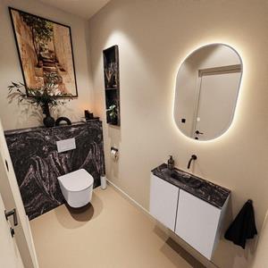 Mondiaz TURE-DLUX 60cm toiletmeubel Cale. EDEN wastafel Lava positie midden. Zonder kraangat. TUREDX60CALM0LAV