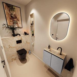 Mondiaz TURE-DLUX 60cm toiletmeubel Plata. EDEN wastafel Frappe positie midden. Met 1 kraangat. TUREDX60PLAM1FRA