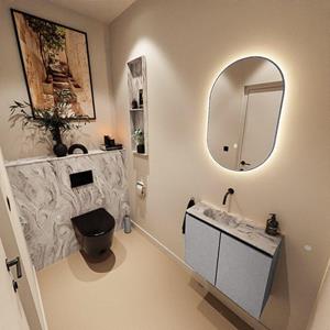 Mondiaz TURE-DLUX 60cm toiletmeubel Plata. EDEN wastafel Glace positie links. Zonder kraangat. TUREDX60PLAL0GLA