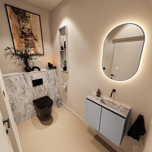 Mondiaz TURE-DLUX 60cm toiletmeubel Plata. EDEN wastafel Glace positie rechts. Zonder kraangat. TUREDX60PLAR0GLA