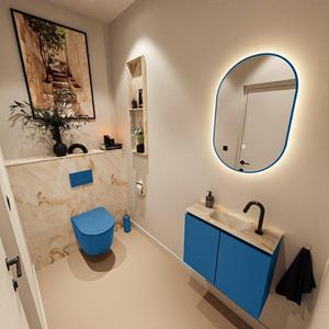 Mondiaz TURE-DLUX 60cm toiletmeubel Jeans. EDEN wastafel Frappe positie midden. Met 1 kraangat. TUREDX60JEAM1FRA