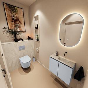 Mondiaz TURE-DLUX 60cm toiletmeubel Clay. EDEN wastafel Ostra positie rechts. Zonder kraangat. TUREDX60CLAR0OST