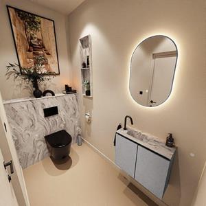 Mondiaz TURE-DLUX 60cm toiletmeubel Plata. EDEN wastafel Glace positie links. Met 1 kraangat. TUREDX60PLAL1GLA