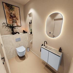 Mondiaz TURE-DLUX 60cm toiletmeubel Clay. EDEN wastafel Ostra positie links. Met 1 kraangat. TUREDX60CLAL1OST