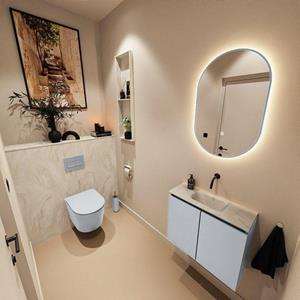Mondiaz TURE-DLUX 60cm toiletmeubel Clay. EDEN wastafel Ostra positie midden. Zonder kraangat. TUREDX60CLAM0OST