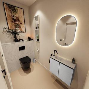 Mondiaz TURE-DLUX 60cm toiletmeubel Plata. EDEN wastafel Opalo positie links. Met 1 kraangat. TUREDX60PLAL1OPA
