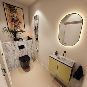 Mondiaz TURE-DLUX 60cm toiletmeubel Oro. EDEN wastafel Glace positie rechts. Zonder kraangat. TUREDX60OROR0GLA