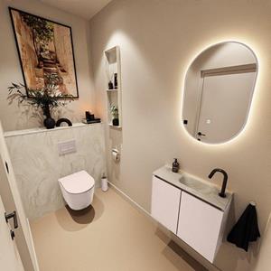 Mondiaz TURE-DLUX 60cm toiletmeubel Rosee. EDEN wastafel Ostra positie rechts. Met 1 kraangat. TUREDX60ROSR1OST