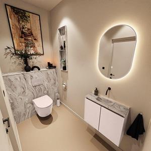 Mondiaz TURE-DLUX 60cm toiletmeubel Rosee. EDEN wastafel Glace positie midden. Zonder kraangat. TUREDX60ROSM0GLA