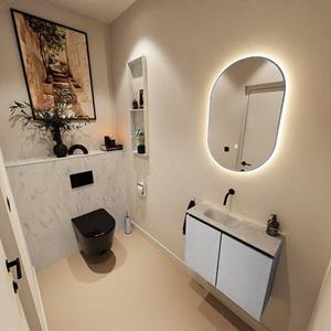 Mondiaz TURE-DLUX 60cm toiletmeubel Plata. EDEN wastafel Opalo positie links. Zonder kraangat. TUREDX60PLAL0OPA