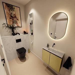 Mondiaz TURE-DLUX 60cm toiletmeubel Oro. EDEN wastafel Opalo positie midden. Zonder kraangat. TUREDX60OROM0OPA