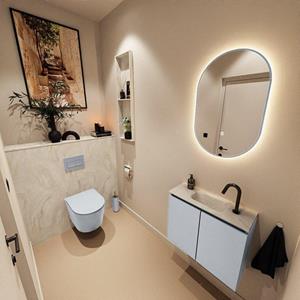 Mondiaz TURE-DLUX 60cm toiletmeubel Clay. EDEN wastafel Ostra positie midden. Met 1 kraangat. TUREDX60CLAM1OST