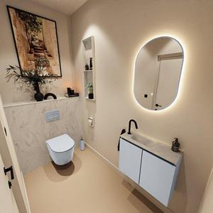 Mondiaz TURE-DLUX 60cm toiletmeubel Clay. EDEN wastafel Opalo positie links. Met 1 kraangat. TUREDX60CLAL1OPA