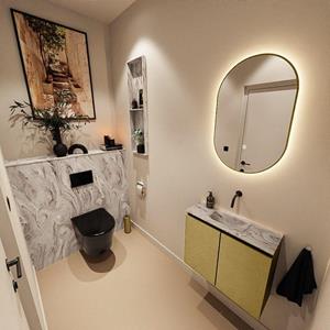 Mondiaz TURE-DLUX 60cm toiletmeubel Oro. EDEN wastafel Glace positie midden. Zonder kraangat. TUREDX60OROM0GLA