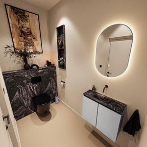 Mondiaz TURE-DLUX 60cm toiletmeubel Plata. EDEN wastafel Lava positie midden. Zonder kraangat. TUREDX60PLAM0LAV