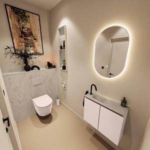 Mondiaz TURE-DLUX 60cm toiletmeubel Rosee. EDEN wastafel Opalo positie links. Met 1 kraangat. TUREDX60ROSL1OPA