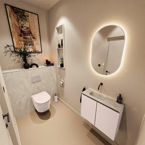 Mondiaz TURE-DLUX 60cm toiletmeubel Rosee. EDEN wastafel Ostra positie links. Zonder kraangat. TUREDX60ROSL0OST