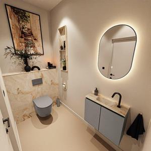 Mondiaz TURE-DLUX 60cm toiletmeubel Smoke. EDEN wastafel Frappe positie midden. Met 1 kraangat. TUREDX60SMOM1FRA