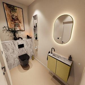 Mondiaz TURE-DLUX 60cm toiletmeubel Oro. EDEN wastafel Glace positie links. Met 1 kraangat. TUREDX60OROL1GLA