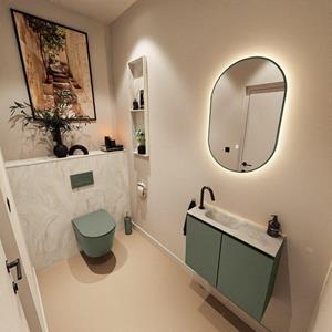 Mondiaz TURE-DLUX 60cm toiletmeubel Army. EDEN wastafel Ostra positie links. Met 1 kraangat. TUREDX60ARML1OST