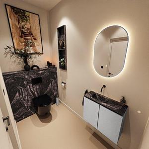 Mondiaz TURE-DLUX 60cm toiletmeubel Plata. EDEN wastafel Lava positie links. Zonder kraangat. TUREDX60PLAL0LAV