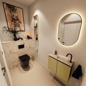 Mondiaz TURE-DLUX 60cm toiletmeubel Oro. EDEN wastafel Frappe positie rechts. Met 1 kraangat. TUREDX60OROR1FRA