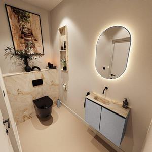Mondiaz TURE-DLUX 60cm toiletmeubel Plata. EDEN wastafel Frappe positie links. Zonder kraangat. TUREDX60PLAL0FRA