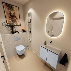 Mondiaz TURE-DLUX 60cm toiletmeubel Clay. EDEN wastafel Opalo positie midden. Zonder kraangat. TUREDX60CLAM0OPA