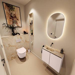 Mondiaz TURE-DLUX 60cm toiletmeubel Rosee. EDEN wastafel Frappe positie links. Zonder kraangat. TUREDX60ROSL0FRA