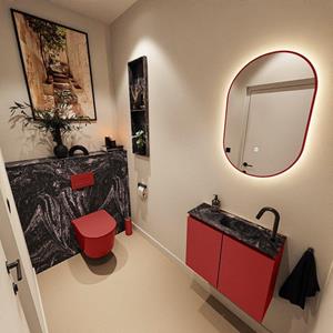 Mondiaz TURE-DLUX 60cm toiletmeubel Fire. EDEN wastafel Lava positie rechts. Met 1 kraangat. TUREDX60FIRR1LAV