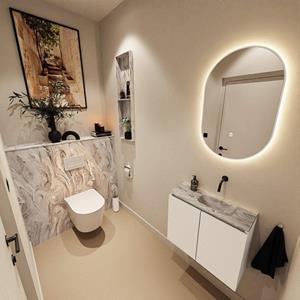 Mondiaz TURE-DLUX 60cm toiletmeubel Talc. EDEN wastafel Glace positie rechts. Zonder kraangat. TUREDX60TALR0GLA