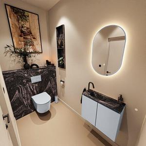 Mondiaz TURE-DLUX 60cm toiletmeubel Clay. EDEN wastafel Lava positie links. Met 1 kraangat. TUREDX60CLAL1LAV
