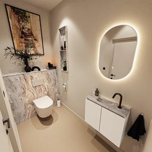 Mondiaz TURE-DLUX 60cm toiletmeubel Talc. EDEN wastafel Glace positie midden. Met 1 kraangat. TUREDX60TALM1GLA