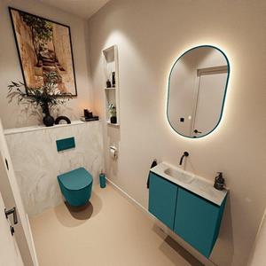 Mondiaz TURE-DLUX 60cm toiletmeubel Smag. EDEN wastafel Ostra positie links. Zonder kraangat. TUREDX60SMAL0OST